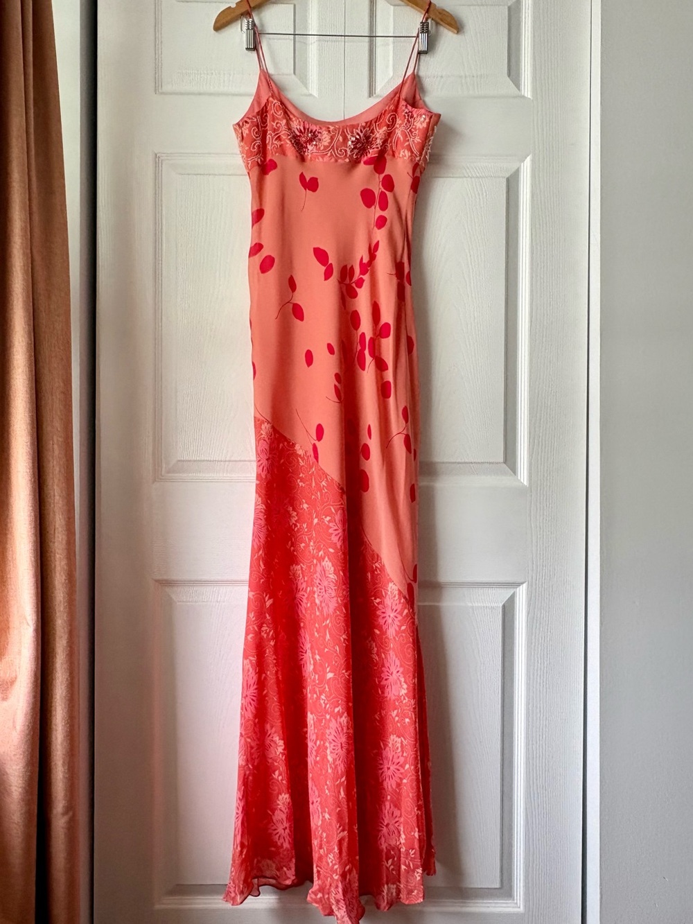 Nicole Miller Collection Vintage Silk Beaded Floral Slip Dress, Size 8 - Picture 2 of 5